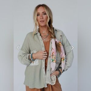 Three Bird Nest Sage Green Button Down Shirt
